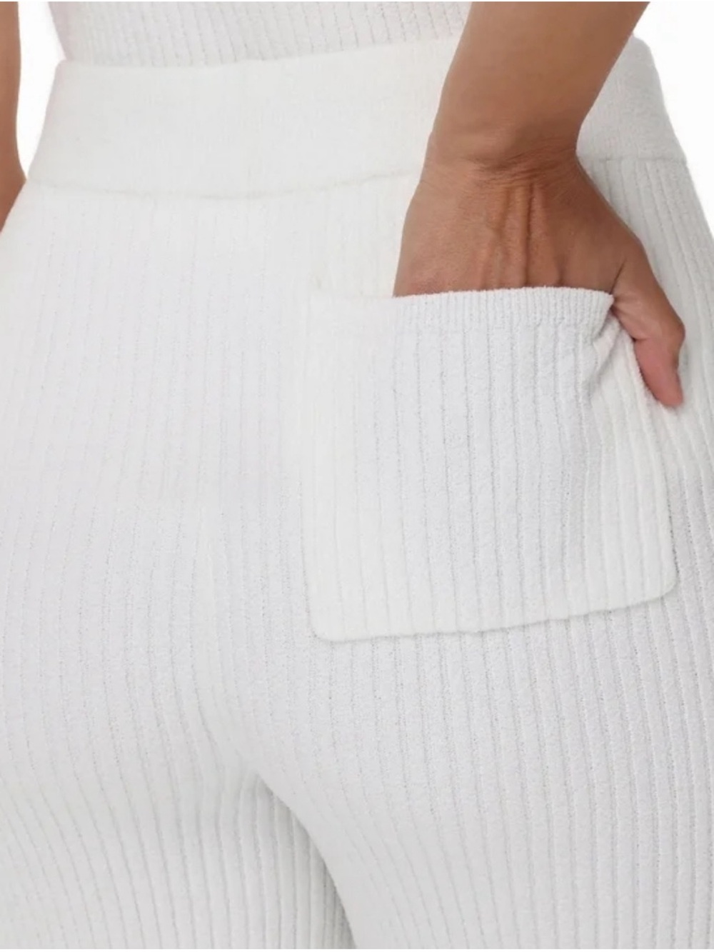 Off White Ribbed Knit Tank, Pants & Long Cardigan Loungewear Set - Picture 8 of 11